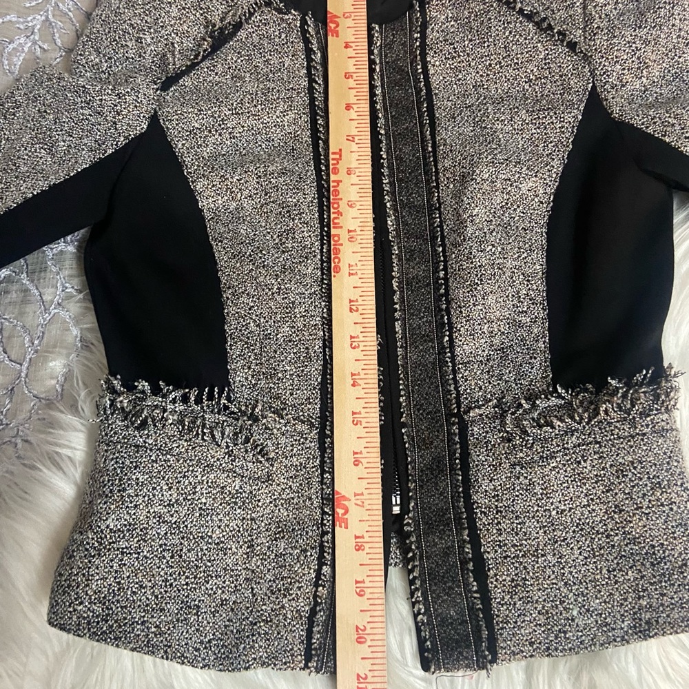 White House Black Market Sz 2 Gray and Black Tweed Women’s Blazer - Picture 10 of 16